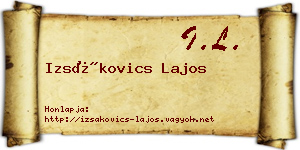 Izsákovics Lajos névjegykártya